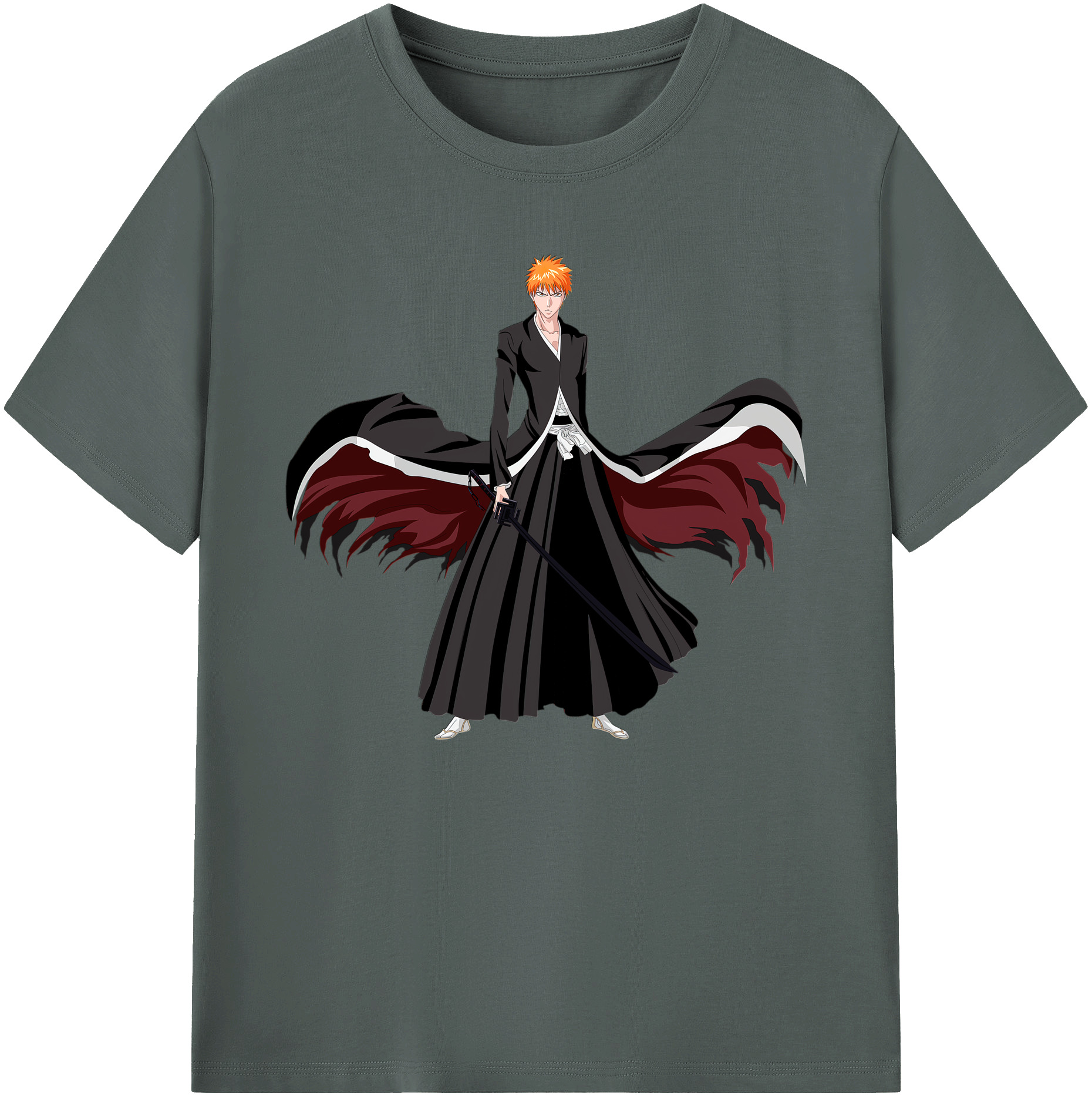 （画像用） ブリーチ 黒崎一護（くろさき いちご）BLEACH Kurosaki Ichigo 綿100％ メンズ半袖Tシャツ｜肌触りやわらか＆通気性